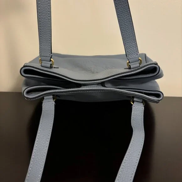 Lauren Ralph Lauren Blue Leather Embossed Logo and Anchor Tote - Picture 7 of 11